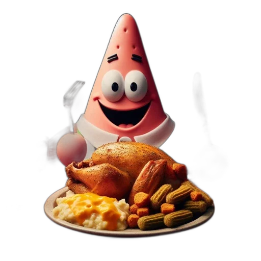 food, animal, robot, creature, 3d render, concept art, photorealistic, patrick transparent PNG cut-out