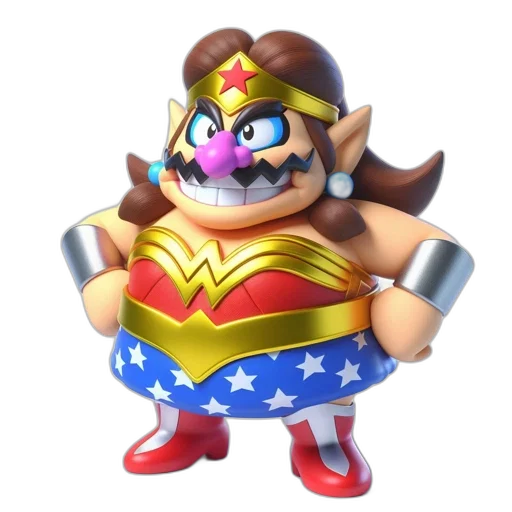 crown, mask, weapon, animal, 3d render, concept art, wonderwaluigi, combines transparent PNG cut-out