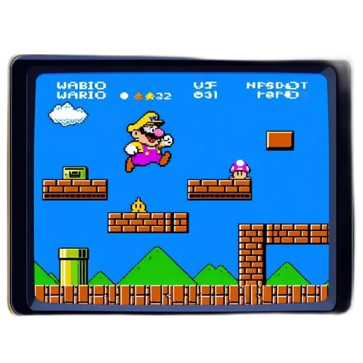 pixel art, image, shows, super, mario, bros, gameplay, featuring transparent PNG cut-out