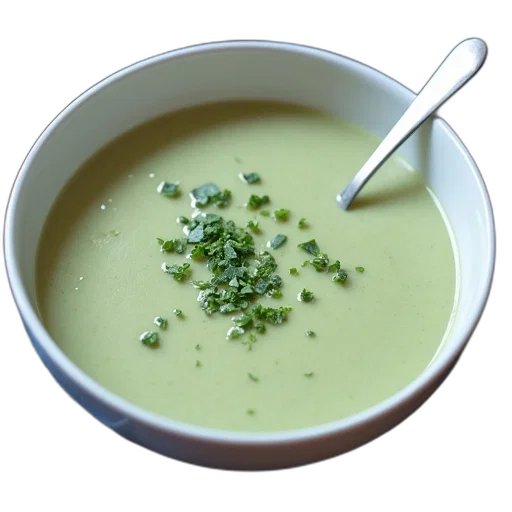 food, weapon, green, bowl, creamy, soup, spoon, inside transparent PNG cut-out