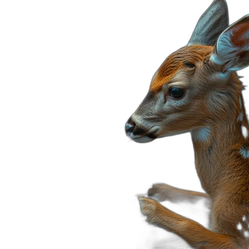 animal, creature, 3d render, photorealistic, concept art, fantasy art, young, deer transparent PNG cut-out