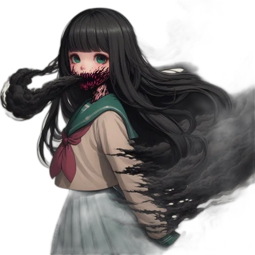 mask, hair, creature, dress, fantasy art, anime, concept art, pixel art transparent PNG cut-out