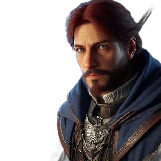 face, sword, concept art, fantasy art, photorealistic, 3d render, man, beard transparent PNG cut-out