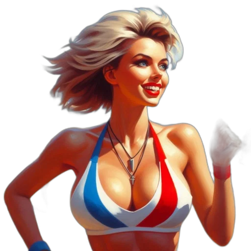 concept art, comic book art, fantasy art, pixel art, woman, french, flag-colored, bikini transparent PNG cut-out