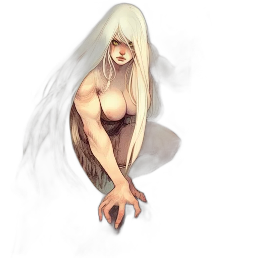 hair, creature, face, dress, concept art, fantasy art, pixel art, comic book art transparent PNG cut-out