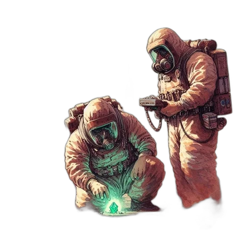jacket, robot, weapon, mask, concept art, cyberpunk, pixel art, fantasy art transparent PNG cut-out