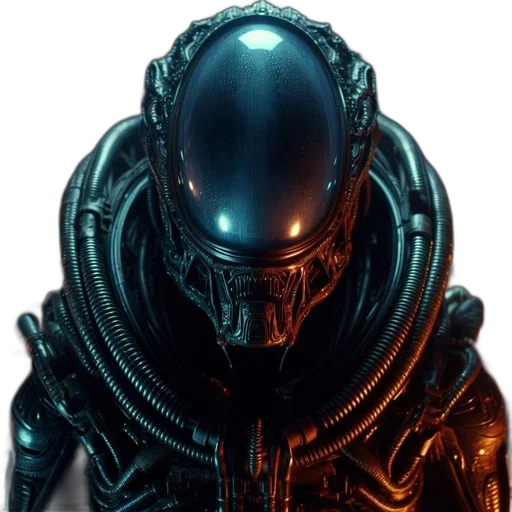 robot, mask, face, creature, concept art, 3d render, cyberpunk, outer space transparent PNG cut-out