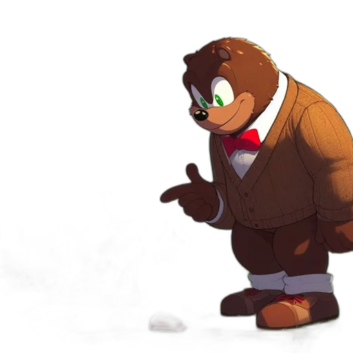 jacket, staff, animal, creature, concept art, cartoon, 3d render, watercolor transparent PNG cut-out