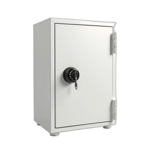 robot, furniture, 3d render, white, metal, safe, black, combination transparent PNG cut-out