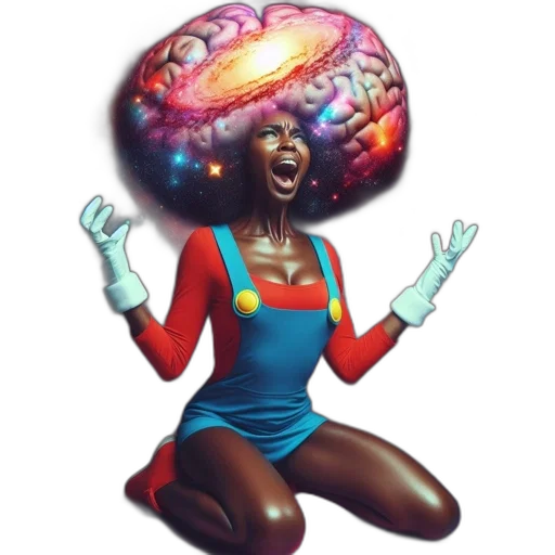 concept art, comic book art, fantasy art, outer space, woman, red, blue, outfit transparent PNG cut-out