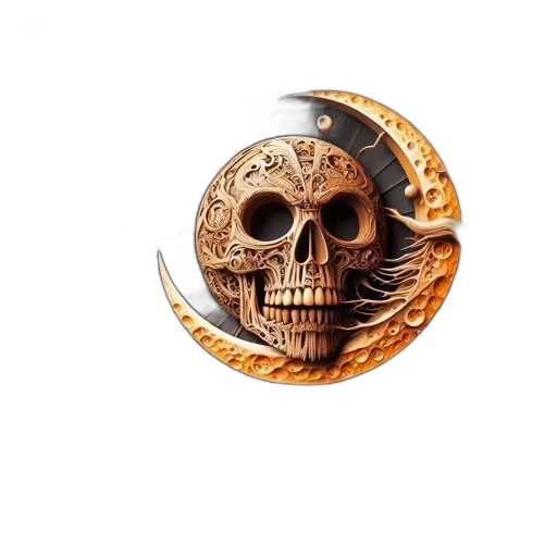 jewelry, wooden, artwork, featuring, skull, intricate, designs, steampunk transparent PNG cut-out