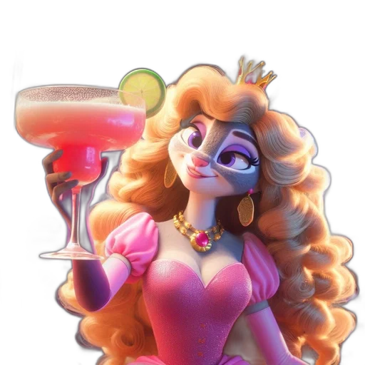 crown, vaporwave, concept art, cartoon, fantasy art, animated, anthropomorphic, rabbit transparent PNG cut-out