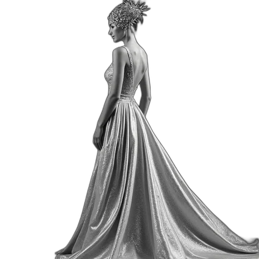 dress, crown, jewelry, staff, concept art, 3d render, fantasy art, pencil sketch transparent PNG cut-out