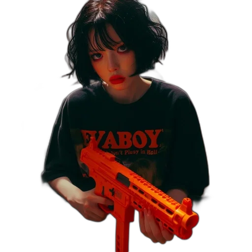 weapon, jacket, staff, cyberpunk, vaporwave, pixel art, photorealistic, fire transparent PNG cut-out