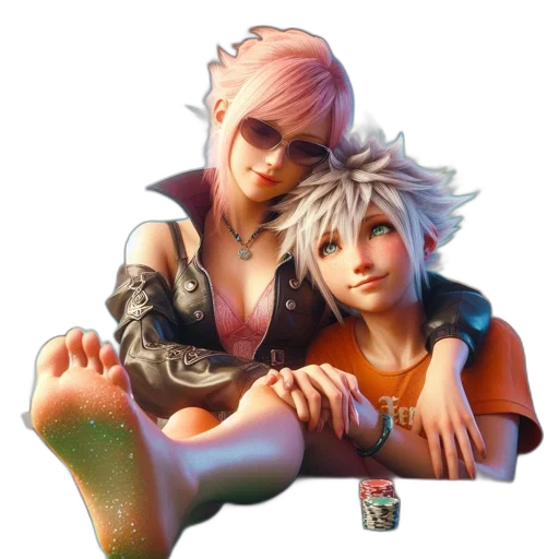 concept art, 3d render, fantasy art, pixel art, fire, two, animated, characters transparent PNG cut-out