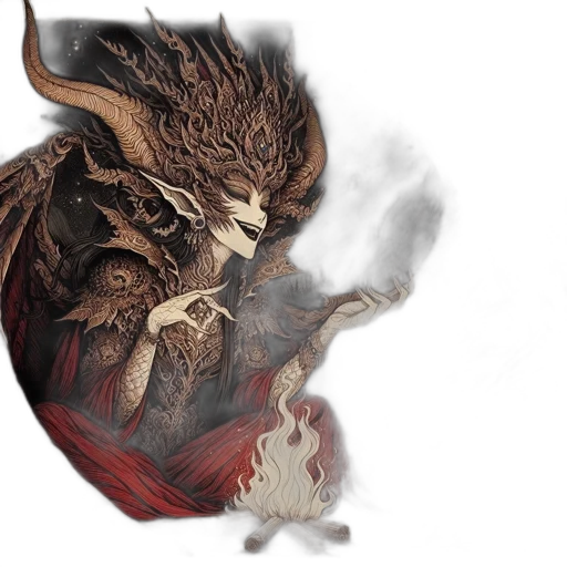 dragon, mask, creature, fantasy art, concept art, photorealistic, 3d render, red transparent PNG cut-out