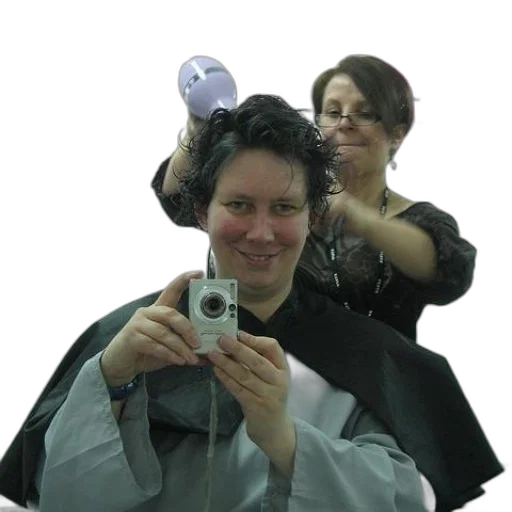 hair, staff, crown, woman, getting, her, cut, while transparent PNG cut-out