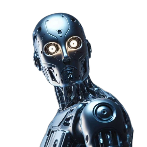 robot, 3d render, concept art, cyberpunk, intricate, metallic, robotic, head transparent PNG cut-out