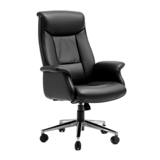 furniture, staff, 3d render, black, leather, office, chair, high transparent PNG cut-out