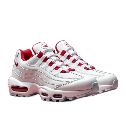 shoes, 3d render, photorealistic, nike, air, max, white, red transparent PNG cut-out