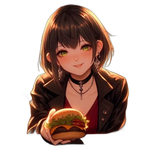 food, jacket, face, creature, anime, pixel art, cartoon, concept art transparent PNG cut-out