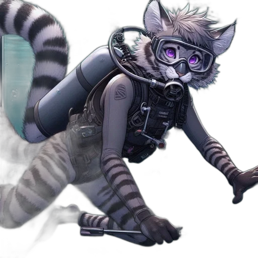 staff, animal, creature, cyberpunk, concept art, fantasy art, watercolor, monochrome transparent PNG cut-out