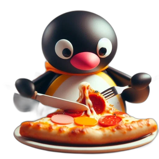 food, 3d render, concept art, pixel art, photorealistic, penguin, character, anthropomorphized transparent PNG cut-out
