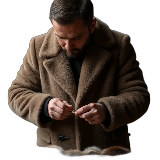 jacket, jewelry, hair, staff transparent PNG cut-out