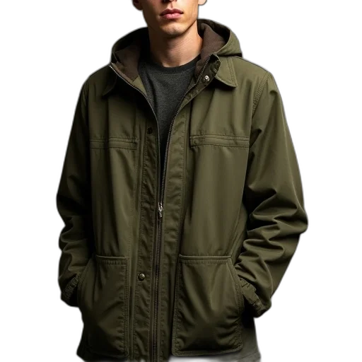 jacket, photorealistic, earth tones, green transparent PNG cut-out
