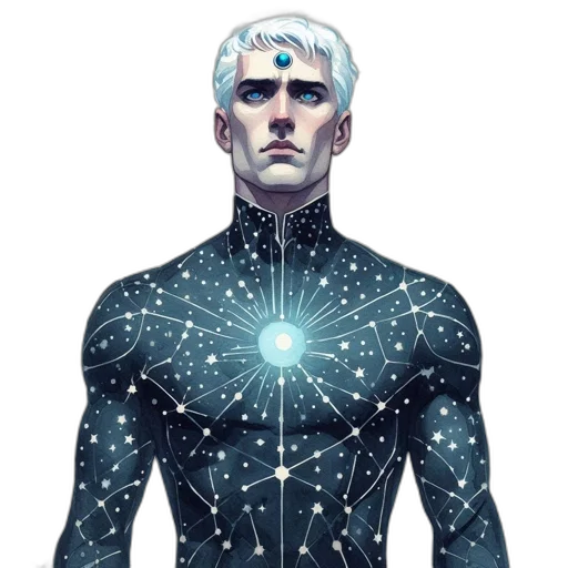 robot, jacket, concept art, comic book art, cyberpunk, fantasy art, outer space, blue transparent PNG cut-out