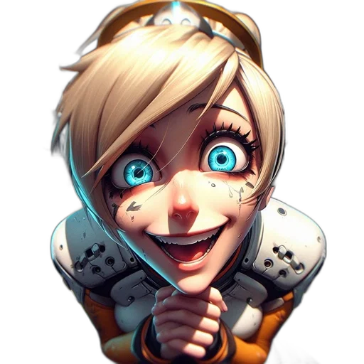 face, staff, weapon, robot, anime, concept art, 3d render, fantasy art transparent PNG cut-out