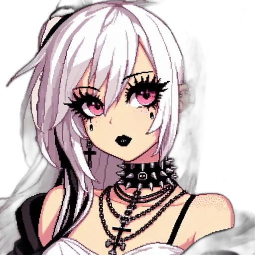 face, jewelry, dress, mask, pixel art, anime, cartoon, cyberpunk transparent PNG cut-out