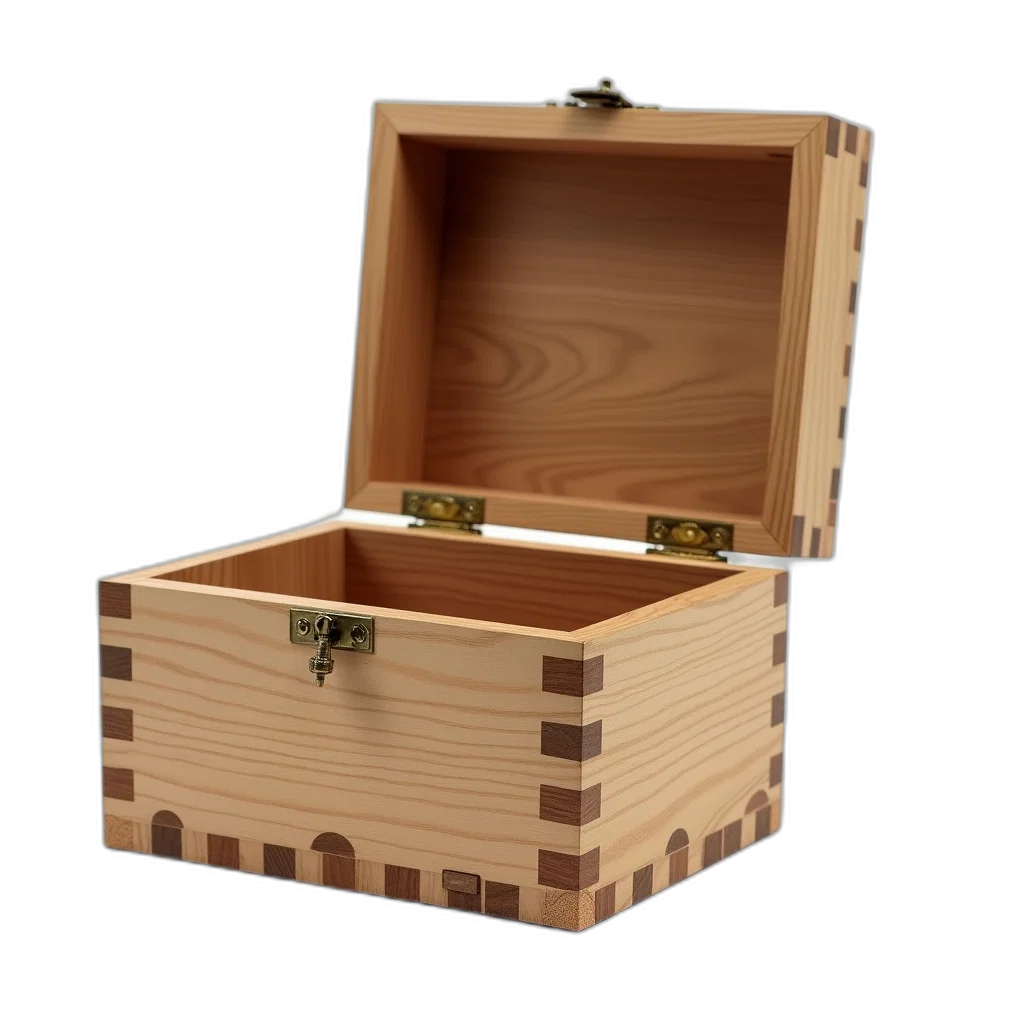 furniture, jewelry, 3d render, wooden, box, hinged, lid, open transparent PNG cut-out