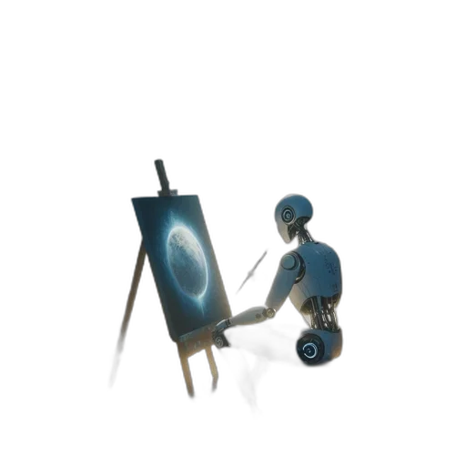 robot, weapon, sword, staff, concept art, oil painting, fantasy art, watercolor transparent PNG cut-out