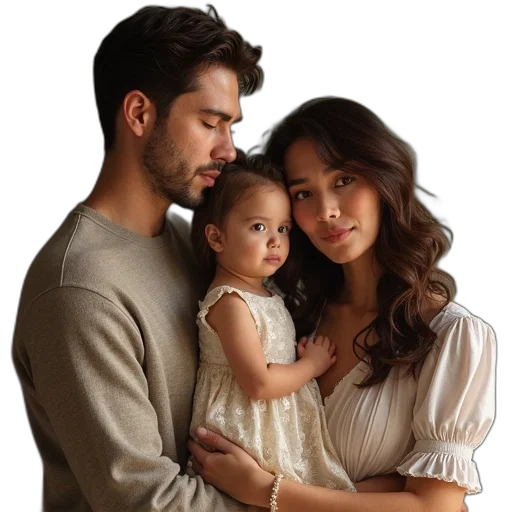 photorealistic, earth tones, cast, celebrity, family transparent PNG cut-out