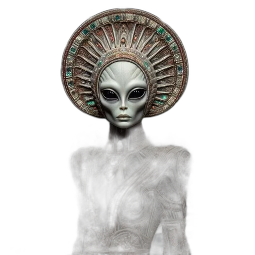 mask, jewelry, hat, creature, concept art, fantasy art, 3d render, outer space transparent PNG cut-out