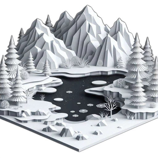 concept art, 3d render, fantasy art, photorealistic, snow, fog, forest, underwater transparent PNG cut-out