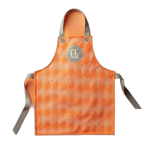 jacket, orange, argyle, pattern, monogram, apron transparent PNG cut-out