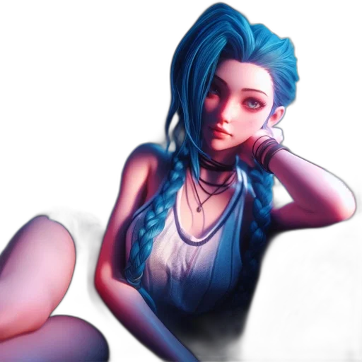 dress, face, concept art, fantasy art, cyberpunk, pixel art, neon lights, blue transparent PNG cut-out