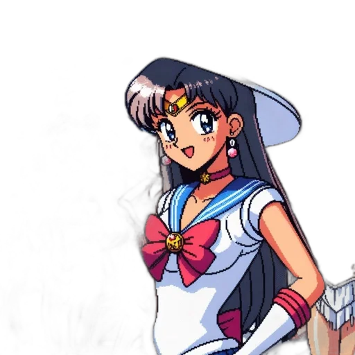 dress, staff, anime, pixel art, concept art, cartoon, colorful, confident transparent PNG cut-out