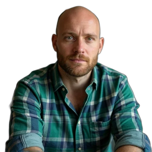 staff, jacket, face, crown, man, bald, head, wearing transparent PNG cut-out