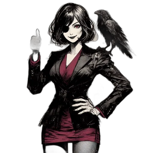 staff, jacket, dress, concept art, comic book art, pixel art, fantasy art, dark transparent PNG cut-out