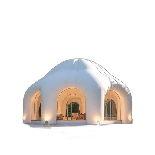 building, umbrella, 3d render, concept art, photorealistic, inflatable, plastic, tent transparent PNG cut-out