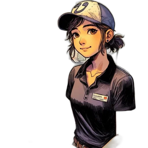 staff, hat, face, cartoon, comic book art, anime, concept art, golden transparent PNG cut-out