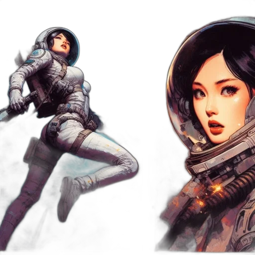 concept art, fantasy art, comic book art, cyberpunk, outer space, monochrome, dark, earth tones transparent PNG cut-out