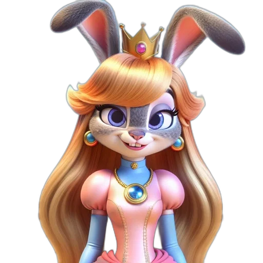 crown, dress, staff, animal, 3d render, concept art, cartoon, fantasy art transparent PNG cut-out