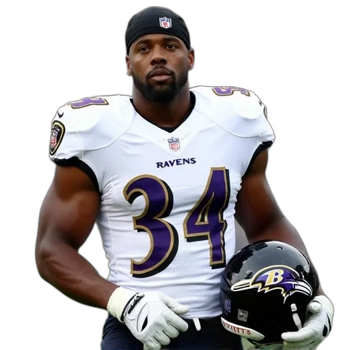 muscular, man, wearing, white, jersey, number, word, ravens transparent PNG cut-out
