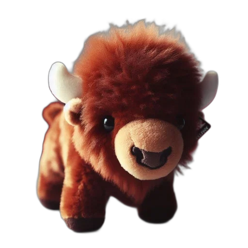 animal, creature, staff, 3d render, image, plush, brown, bison transparent PNG cut-out