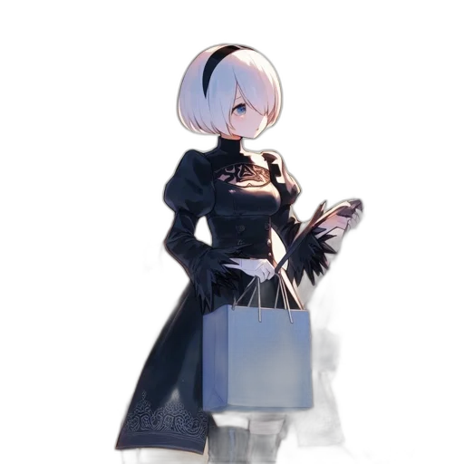dress, robot, staff, jacket, concept art, 3d render, anime, fantasy art transparent PNG cut-out
