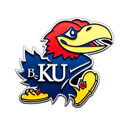 close-up, metallic, kansas, jayhawks, logo, detailed, design, featuring transparent PNG cut-out